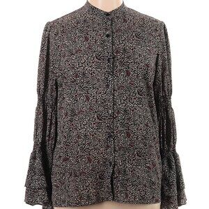 Michael Kors Floral Print Long Sleeve Shirt Top Sz XL